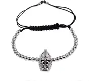 [U.S. Polo Assn.] Luxury Black Zircon Long Tubes&4MM Copper Beads Macrame Men Bracelets&, Bangles for Women Jewelry (Metal Color : AB1016-2)