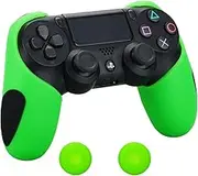 Silicone Thicker Half Skin For PS4/ SLIM/ PRO Controller x 1 + Thumb Grip x 2 (Green)