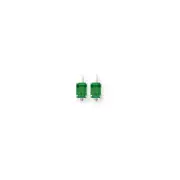 14k White Gold 7x5mm Emerald Cut Emerald Earrings