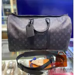 現貨 99新 LV 路易威登 KEEPALL 45 黑灰老花 男士 旅行袋 手提包 斜背包 肩背包 M40569