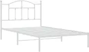 vidaXL Robust Powder-Coated Steel King Single Bed Frame with Headboard and Under-Bed Storage Space, Modern Style, Supportive Metal Slats, Easy Assembly, White