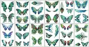 12 Sheets Sexy Peacock Feather Green Butterfly Tattoo Stickers Face Clavicle Temporary Stickers
