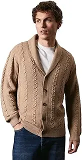 [Maine] Mens Cable Knit Shawl Collar Cardigan