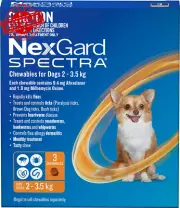 Spectra Flea Tick Worming Chews for Dogs 2–3.5kg 3 Pack Monthly Protection