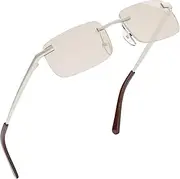 [grinderPUNCH] Small Slim 90's Popular Nineties Rectangular Sunglasses Clear Rimless Eyewear