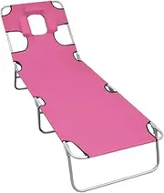 Folding Sun Lounger with Head Cushion Steel Magento Pink, Patio Sun Loungers