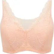 [ANRIO] Plus Size Lace Bralette Gifts for Mastectomy Women Cotton Lining Underwear Full Coverage Vest Daily Bras with Pockets (Color : Pink, Size : 100/44B)