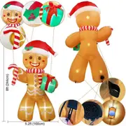 Jtgg 1.2M Christmas Inflatables Gingerbread Man with Gift Pack Outdoor Decorations Xmas Yard Decorations with LED Lights for Lawn W-LYC-097-1.2M UK...