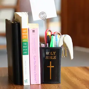 2入 NG品 聖經造型筆筒(附留言夾便條紙) 桌上收納 分隔收納 書本造型 收納筒 收納盒 OSHI歐士