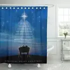 Shower Curtain Star Christmas Scene of Baby in Manger with Tree Shape Waterpr...