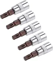 uxcell 5pcs 1/4" Drive x T30 Torx Bit Socket, S2 Steel Bits CR-V Sockets 38mm Length Use with Ratchet Wrench, Slide Bar, Extension Rod