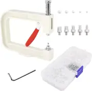 Pearl Setting Tools Hand Press Machine with White Pearl Beads, Rivet Studs and T