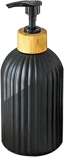 Black Soap Dispenser Glass Soap Dispenser with Pump, 400ml/13oz Striped Style Black Soap Dispenser, Refillable Hand Soap Dispenser, Non Slip Dish Soap Dispenser
