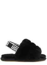 Ugg Kids Fluff Yeah Shearling Sliders (IT22), Slippers, Rubber Sole - Black - 5 Junior 5 JUNIOR