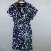 NWT Lauren Ralph Lauren Dress Floral Flutter Sleeve Peasant Wrap Lined Size 4