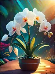 White Orchid in a Pot Flowers Accent Tile Mural Kitchen Bathroom Wall Backsplash