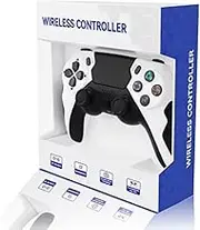 Play+ Wireless Controller Compatible with PS4/Pro/Slim/PC, Beautiful Wireless Gamepad with Enhanced Precision Joystick/Turbo/Dual Vibration/Audio Function (WHITE & BLACK)
