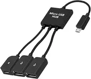 AIMALL Micro USB 2.0 OTG Hub Cable Adapter, 20cm Male to Female Splitter with Dual USB Ports, High-Speed Data Transfer, Compact & Durable Design for Phones, Tablets, and Accessories