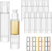 YEUIKERR 12 Pcs 3.4 oz Airless Pump Bottle 100 ml Empty Clear Airless Cosmetic Cream Pump Bottle, Plastic Refillable Airless Pump Bottles Travel for Lotion Essential Oil Foundation Liquid