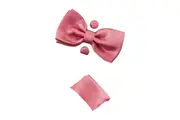 Mens Baby Pink Matching Bow Tie, Pocket Square & Cuff Links Set