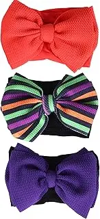 [chiduerm] Halloween Baby Girls Wide Headbands with Big Bows Handmade Soft Hair Accessories Costume Accessory for Newborn Toddler Kids (Purple, normal)