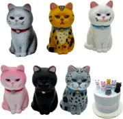 6 Pcs Cat Cake Topper Cute Cat Figurines Kitten Easter Eggs Cat Cake Topper f...