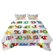 Kids Alphabet Animals Cute Characters Coverlet