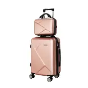 Wanderlite 2Set 20 Inch Luggage Case with 12 Inch Handheld Luggage Box Hard Shell Travel Suitcase TSA Lock Rose Gold