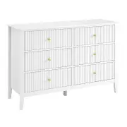 Issey Modern Wooden Fluted Chest Of 6-Drawers Dresser Storage Cabinet White