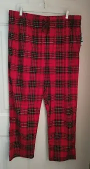 NAUTICA MEN'S FLANNEL RED AND BLACK PLAID LOUNGE PANTS, SIZE XL