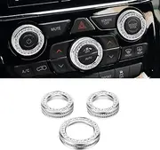 PIFOOG for Jeep Grand Cherokee Accessories & Cherokee Accessories 2014-2021, Crystal Bling Car AC Knob Covers for Jeep Interior Trim Kit 3PCS Women Men Metal Silver