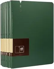 Filing Envelopes 5 Pcs A4 File Folder with Transparent Inserts Thickened Data File Storage Book Office Supplies 60 Pages Plastic Folders(Green)