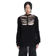 [RICK OWENS] Concordians Top in Alpaca Grid Knit Black