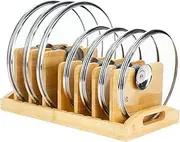 1PC Bamboo Pot Lid Organizer Wooden Pot Lid Holder Pot and Pan Organizer Drawer Organizer, Kitchen Cabinet Storage Rack for Pot Lids, Pans, Cutting Boards & Baking Sheets, Dinner Plates
