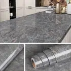 5M Self Adhesive Waterproof Vinyl Film Cupboard Door Covering Roll Black Grey