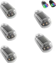 5PCS solar powered led lights for car and truck, wireless cab lights with built-in light sensor, no drilling required, automatically activated in dim ligh (Color lighting, Transparent shell)