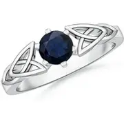 Solitaire Round Sapphire Celtic Knot Ring