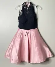 NEW! Sherri Hill Laced Party Short Dress Pink/Black Sz 4,Cocktail/Homecoming