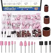 Glarks 136Pcs Abrasive Stone Points and Sanding Drum Set, Grinding Stone Sanding Drill Bits and Drum Sander Sanding Sleeves with Drum Mandrels Assortment Kit for Rotary Tool
