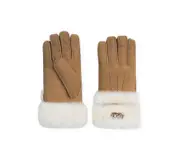 AUSTRALIAN SHEPHERD® Fluffy Sheepskin Wool Shearling Lined Gloves Puni - Chestnut / L