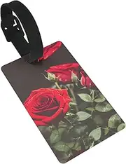[CADREWY] Wine and Red Rose Print Luggage Tags for Suitcases Compact Lightweight for Travel Cruises and Airports