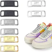 [XKSOCT] 4 Pair Af1 Metal Tag, Shoelaces Buckle, Elastic Shoe Jewellery, Fashion Sneaker Charms DIY Kits, Air Force 1 Shoelaces for Hiking and Sports Shoes
