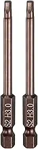 uxcell 2pcs Flat Hex Head Drill Bit H3.0 (3mm) Magnetic Tip 1/4" Hex Shank 75mm (3") Long S2 Steel Metric Hexagonal Screw Driver Screwdriver Bits Wrench Socket, Copper Tone