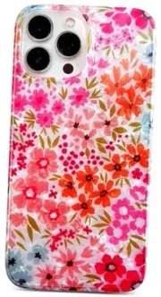 Case 6.1", Cute Clear Flowers Case for iPhone 15 Pro Pink Fragmented Flowers