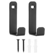 2Pcs Coat Hooks, 35x62mm Stylish and Sturdy Modern Metal Wall Hooks, Black