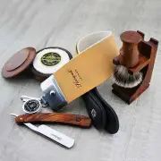 Vintage Shaving Straight Razor/Cut Throat & Silver tip Brush SOAP KNIFE STROP