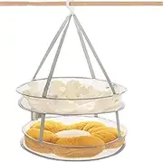 Sweater Drying Rack | 2-Tier Foldable Sweater Dryer with Hook Drying Rack | Space Saving Laundry Basket Mesh Dry Hanger for Socks & Underwear
