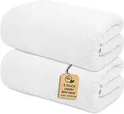 GABA 2PCs Bath Sheets 90x180cm, 918 GMS Cotton Large Bath Towels for Bathroom Luxury Egyptian Cotton Extra Large and Luxurious Bath Towels 100% Cotton (White)
