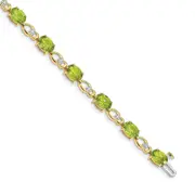 14k Yellow Gold Peridot and Natural Diamond Bracelet