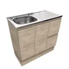 Laundry Sink Cabinet on Kickboard LHB Fienza Citi Edge 900mm Scandi Oak CIT90SKR